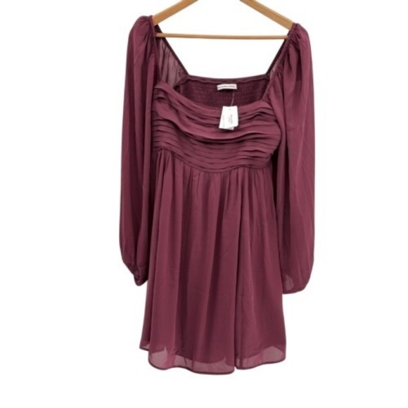 Abercrombie & Fitch Dress Women Small Mauve Purple Pink Balloon Sleeve Short  New - conticontadores.com.br
